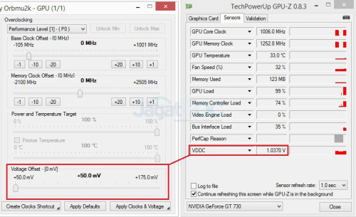 Overclocking MSI GeForce GT 730 1GB GDDR5 64-bit 4 GT730_VDDC_DEF