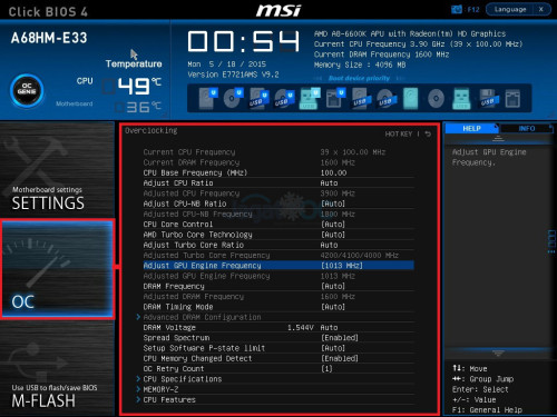 Overclocking APU AMD A8-6600K dengan Stock HSF - Part 2: IGP OC 1 MSI_A68_BIOS