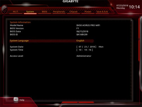 BIOS B450 AORUS PROWIFI 01