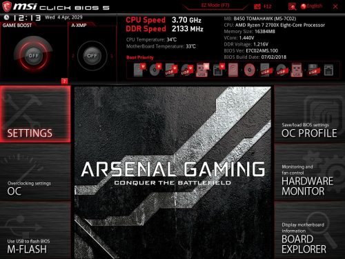Overclocking Review: MSI B450 TOMAHAWK 1 BIOS MSI SnapShot