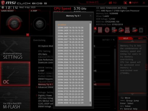 Overclocking Review: MSI B450 TOMAHAWK 6 BIOS MSI SnapShot 04