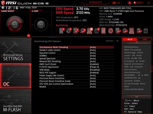BIOS MSI SnapShot 10