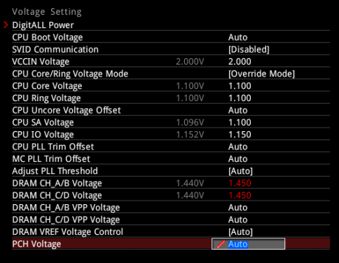Voltage Settings