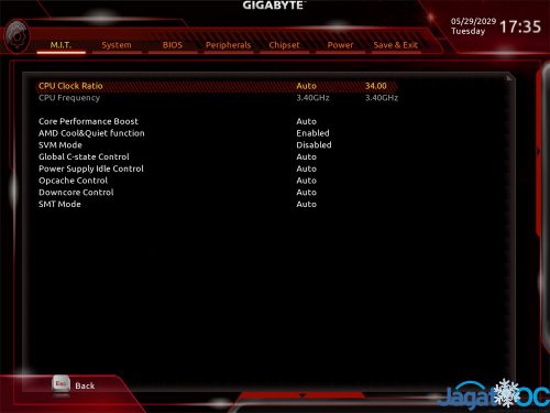Overclocking Review: Gigabyte B450 I AORUS PRO WIFI 3 3. Advance CPU Settings